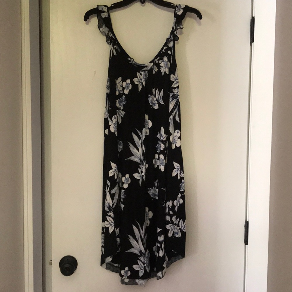 Lush floral ribbed tank dress